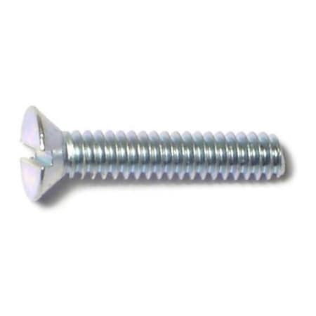 Midwest Fastener 1/8" x 3/4 in Slotted Flat Machine Screw, Zinc Plated Steel, 75 PK 61362